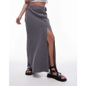 NWT Topshop soft touch twist low rise maxi skirt in charcoal US Size 6